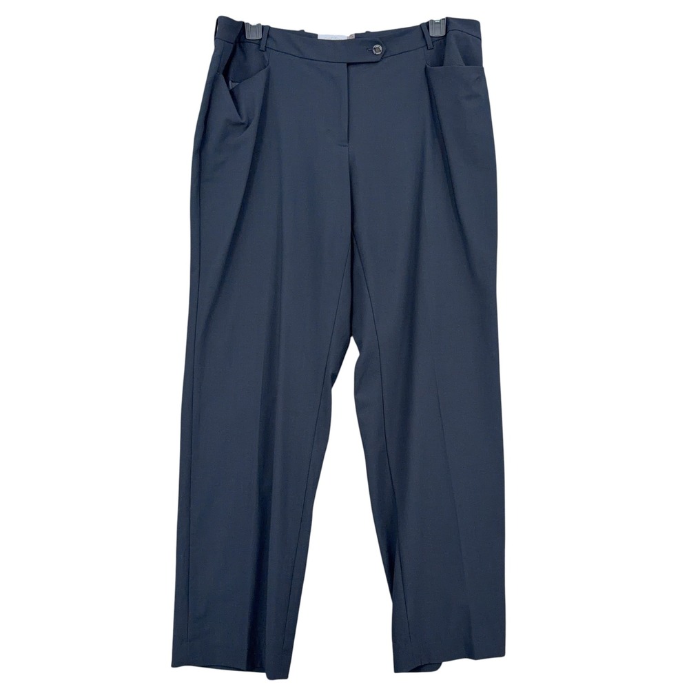 Calvin Klein Modern Fit Dress Pants Women 14W Poly Rayon Spandex Navy Blue